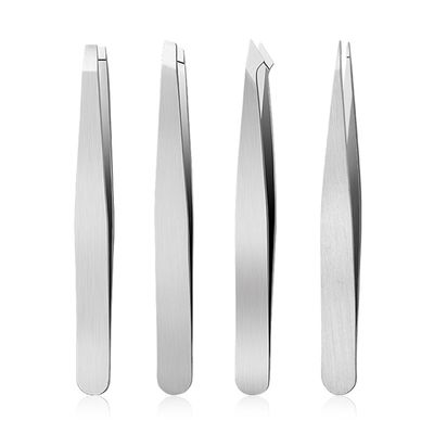 4 Pcs Tweezers for Facial Hair Women & Men for Precise Grooming of Eyebrows, Professional Stainless Steel Tweezers Sets (Silver)