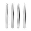 4 Pcs Tweezers for Facial Hair Women & Men for Precise Grooming of Eyebrows, Professional Stainless Steel Tweezers Sets (Silver) view 1