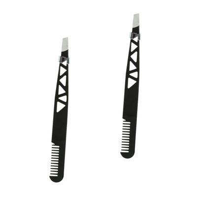 CALLARON 2pcs Eyebrow Tweezer Dual-use Tool for Women to Clean Makeup Accessory