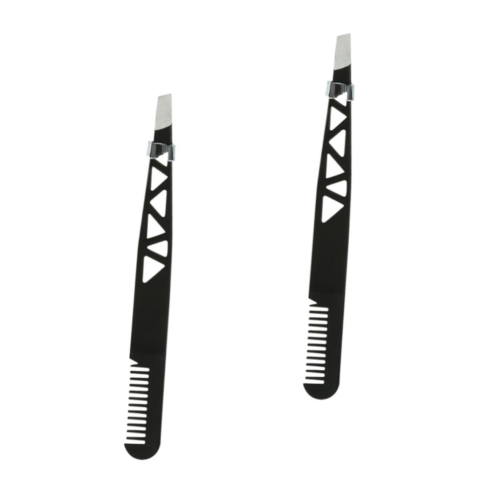 CALLARON 2pcs Eyebrow Tweezer Dual-use Tool for Women to Clean Makeup Accessory