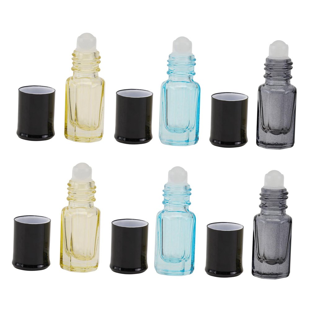 VICASKY 6pcs 3ml Glass Roll-on Bottles for Essential Oil Travel