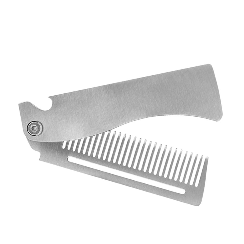 HAPINARY Stainless Steel Folding Beard Comb for Men Wide Tooth Hair Comb for Wet Hair Mustache and Beard Styling Tool Compact Travel Pocket Grooming Combing