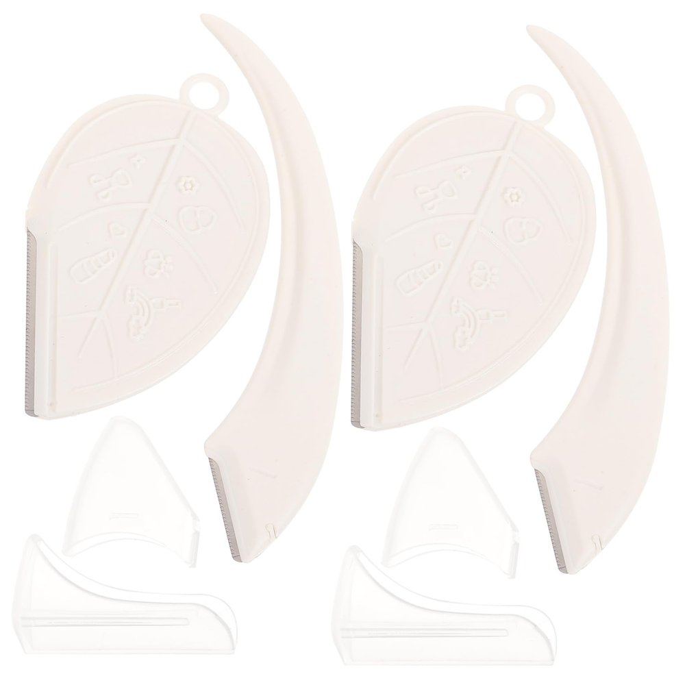 PACKOVE Eyebrow Trimmer Set of 4 Portable Face Razors Precision Blades for Women Curved and Straight Design for Eyebrow Shaping and Facial Hair Removal