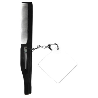 DEARMAMY Folding Fine Tooth Comb with Keychain Mirror for Men Portable Travel Beard Comb Compact Lightweight Design for Easy Grooming The Go