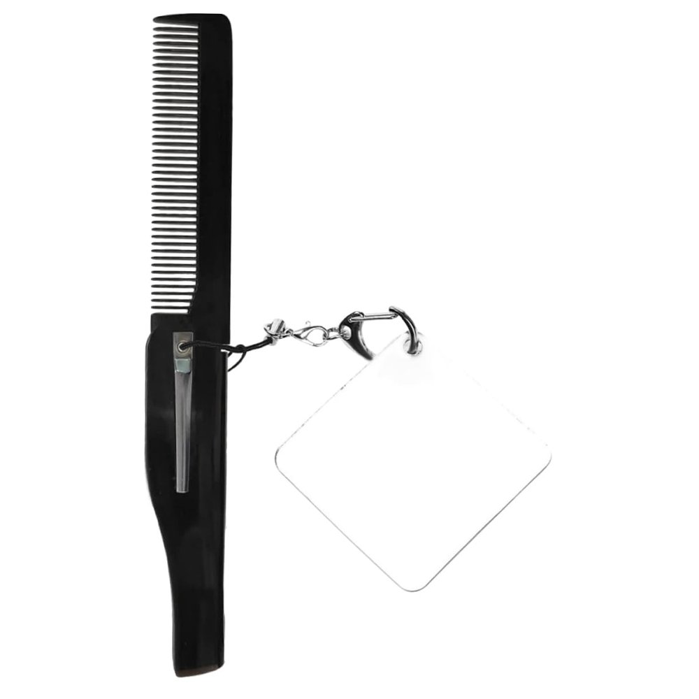 DEARMAMY Folding Fine Tooth Comb with Keychain Mirror for Men Portable Travel Beard Comb Compact Lightweight Design for Easy Grooming The Go