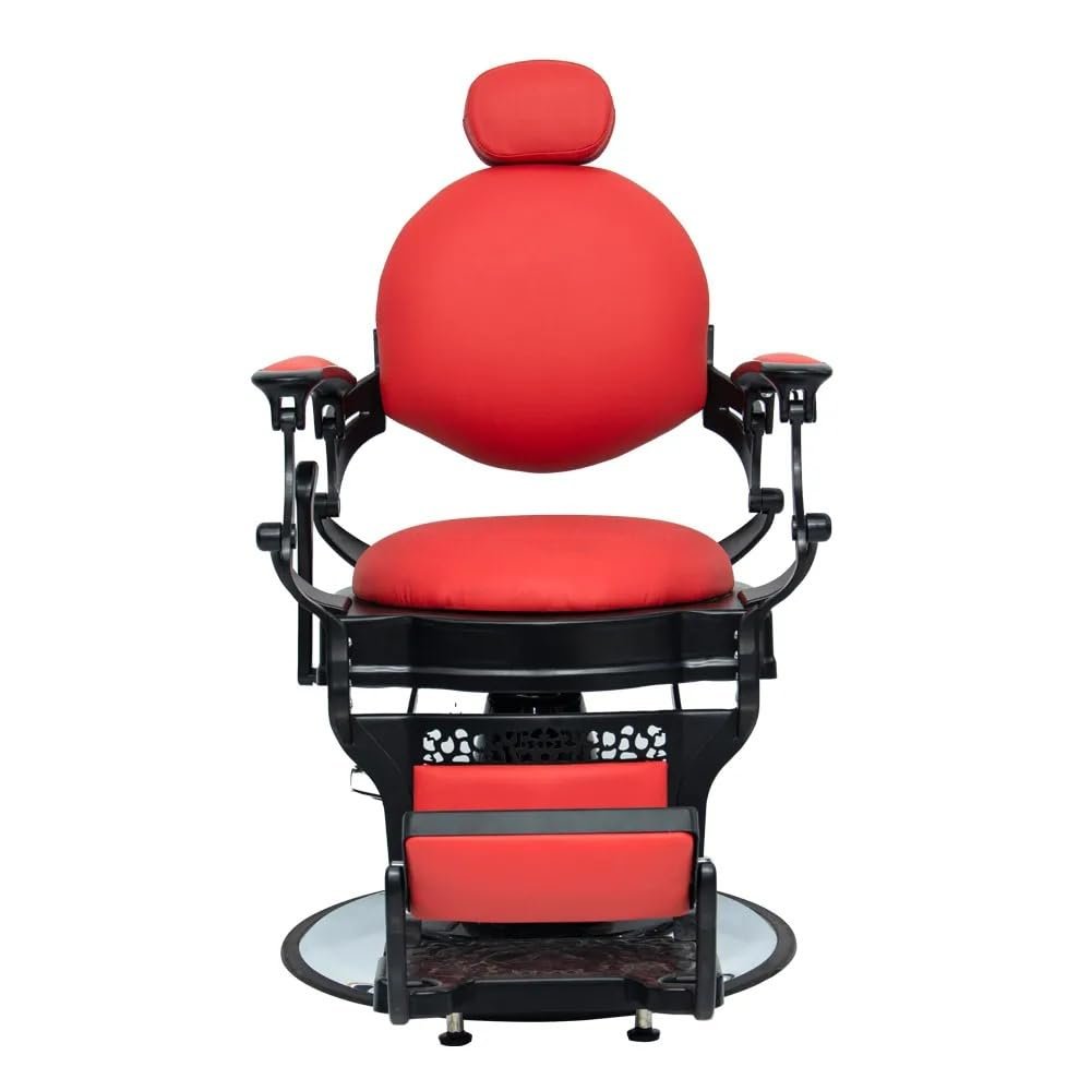 BARBERPLAN Heavy Duty Vintage Hydraulic Barber Chair with Headrest & 360 Rotatable Shampoo Chairs for Salon, Professional Salon Beauty Spa Shampoo Equipment (Red)