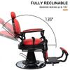 BARBERPLAN Heavy Duty Vintage Hydraulic Barber Chair with Headrest & 360 Rotatable Shampoo Chairs for Salon, Professional Salon Beauty Spa Shampoo Equipment (Red) view 3
