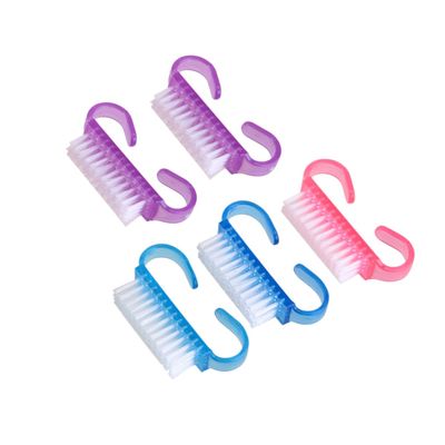 CALLARON 5-Pack Small Horn Dust Brushes for Cleaning and Manicure Sturdy Nail Scrub Brushes for Home and Professional Use Random Color
