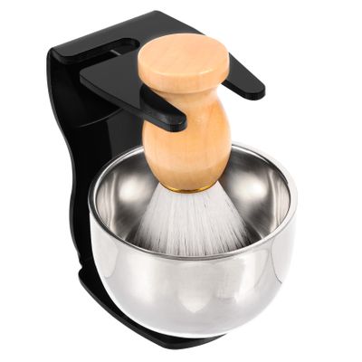 Happyyami 1set Men Shaving Brush Kit Stand and Foaming Bowl Complete Grooming for Easy Cleaning and Storage for Daily Use