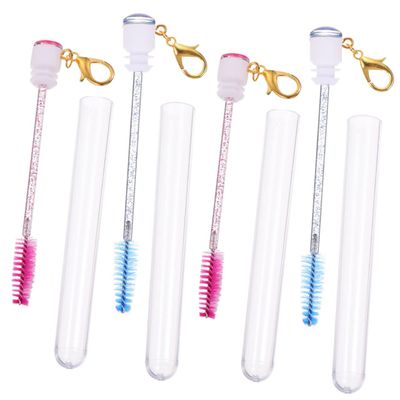 Happyyami 4pcs Portable Eyelash Brush Keychain Lightweight Lash Makeup Tube for Easy Storage Separation of Eyelashes for Mascara Application and Brow Grooming