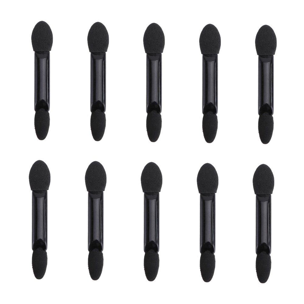 VICASKY 10pcs Disposable Dual Sided Eyeshadow Brush Applicator Soft Sponge Tips for Effortless Eye Makeup for Daily Use Travel and Special Occasions Black