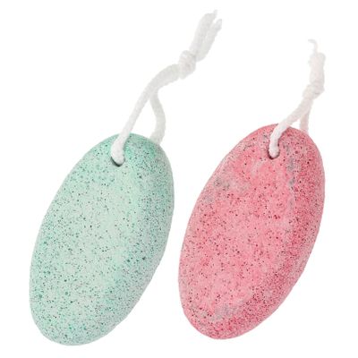 SAFIGLE 2pcs Foot Exfoliator Tool Volcanic Stone Pedicure Care Portable Storage Box Random Color