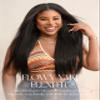 LUVME HAIR Half Wig Yaki Straight Flexi-Fit Invisi 3 in 1 Wigs Flip Drawstring Wig 200% Density Glueless Wigs 100% Human Hair Natural Black Ready to Go Headband Wig for Women 18 Inches view 2