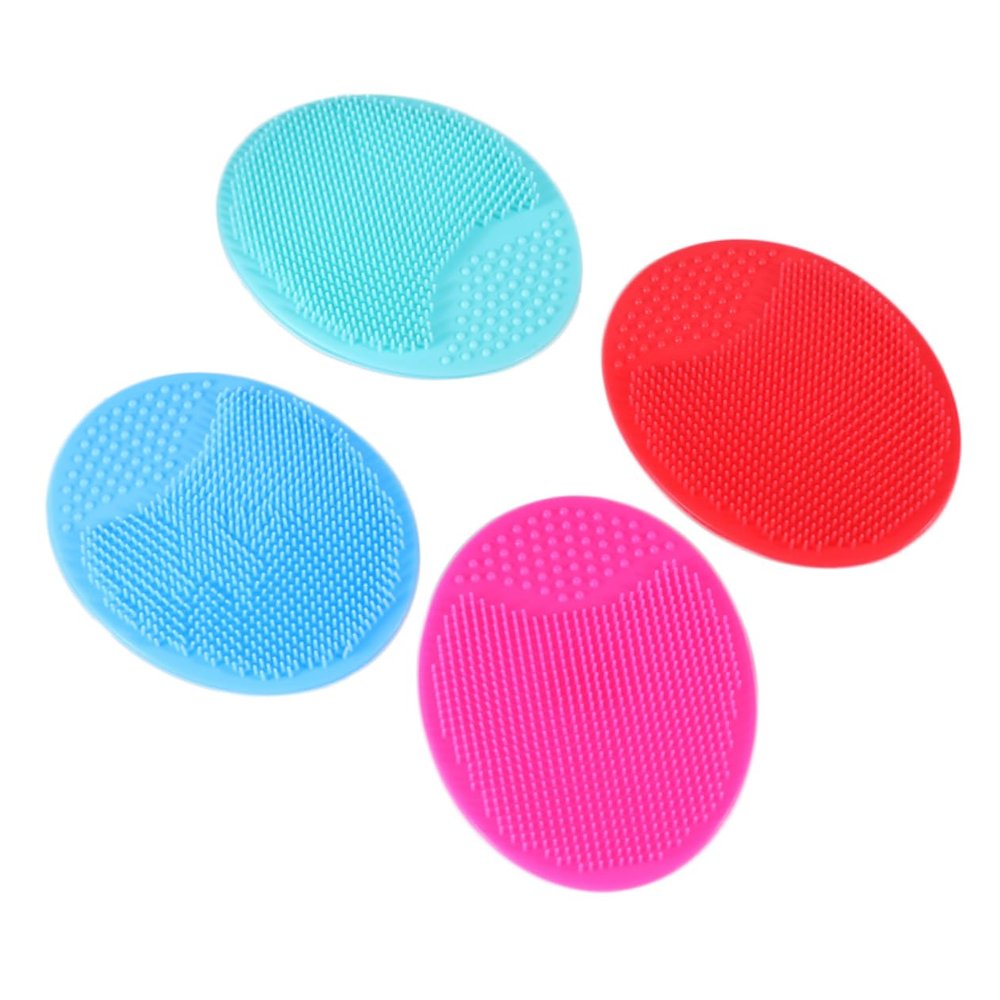 Baluue 4pcs Silicone Facial Cleansing Brush Manual Face Scrubber for Skin Types Non-Abrasive and Green Rosy