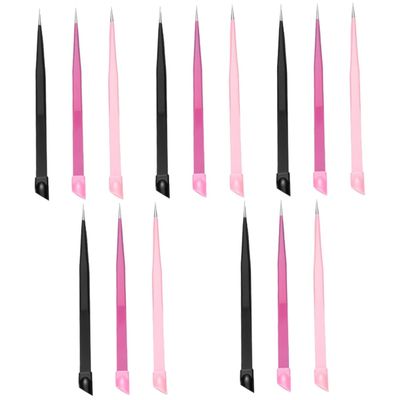 Healeved 15pcs Multi-use Nail Art Tweezers Dual-ended Precision Tweezers for Nail Stickers Eyelash Extensions and Crafts