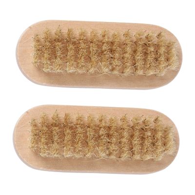SAFIGLE 2Pcs Two-Sided Natural Boar Bristle Nail Brushes with Wooden Handles for Manicure and Pedicure Cleaning Gentle Scrub Tool for Hands Fingernails Toenails and Pets Nail Cleaning Brush