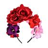 Lofruiin Women's Rose Flower Crown Headband Day of The Dead Headband Mexican Floral Headpiece (A- Dark Red, Free) view 1