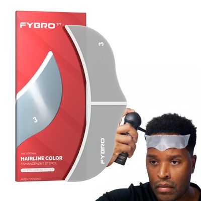 FYBRO Hairline Enhancement Stencil | 16 Pieces Stick-On Disposable Shape Up Tool for Hairline Spray and Hair Fibers | No Razor or Clippers Needed, Easy to Use for Sharp, Clean Lineup.