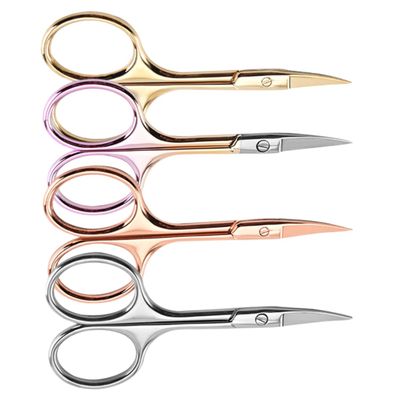 PartyKindom Colorful Stainless Steel Beard Scissors 4PCS Curved Nose Hair Trimming Shears for Men Precision Grooming Kit for Eyebrow Professional Barber Tools Random Color