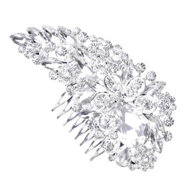 Beaupretty Luxury Bridal Hair Comb Rhinestone Beads Alloy Headpiece for Weddings Elegant Silver Hair Accessories for Brides and Special Occasions