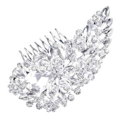 Ipetboom Luxury Rhinestone Bridal Hair Comb Elegant Silver Alloy Headpiece for Weddings Special Occasions and Dances Beautiful Hair Accessory