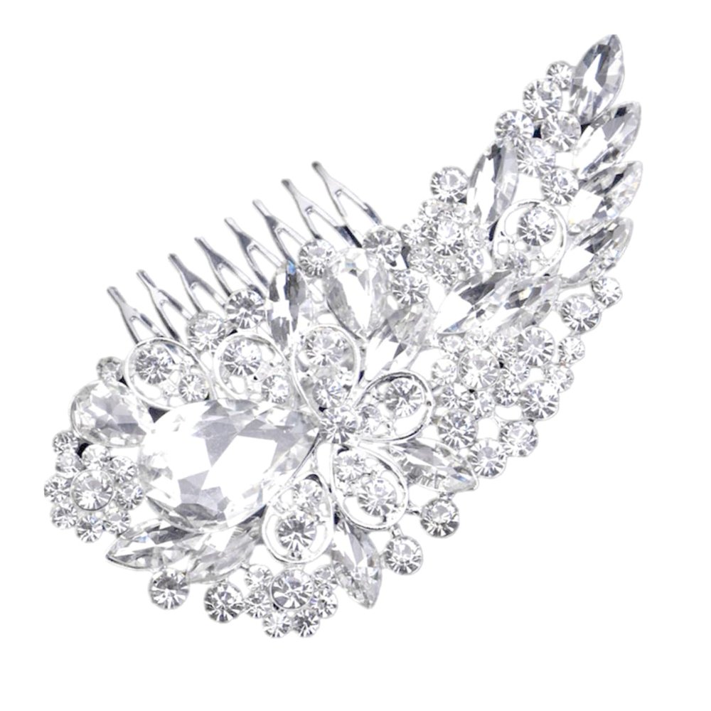 Ipetboom Luxury Rhinestone Bridal Hair Comb Elegant Silver Alloy Headpiece for Weddings Special Occasions and Dances Beautiful Hair Accessory