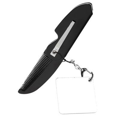 Didiseaon Folding Comb Keychain Mirror Fine Tooth Men's Beard Comb Small Travel Beard Brush Sturdy Design