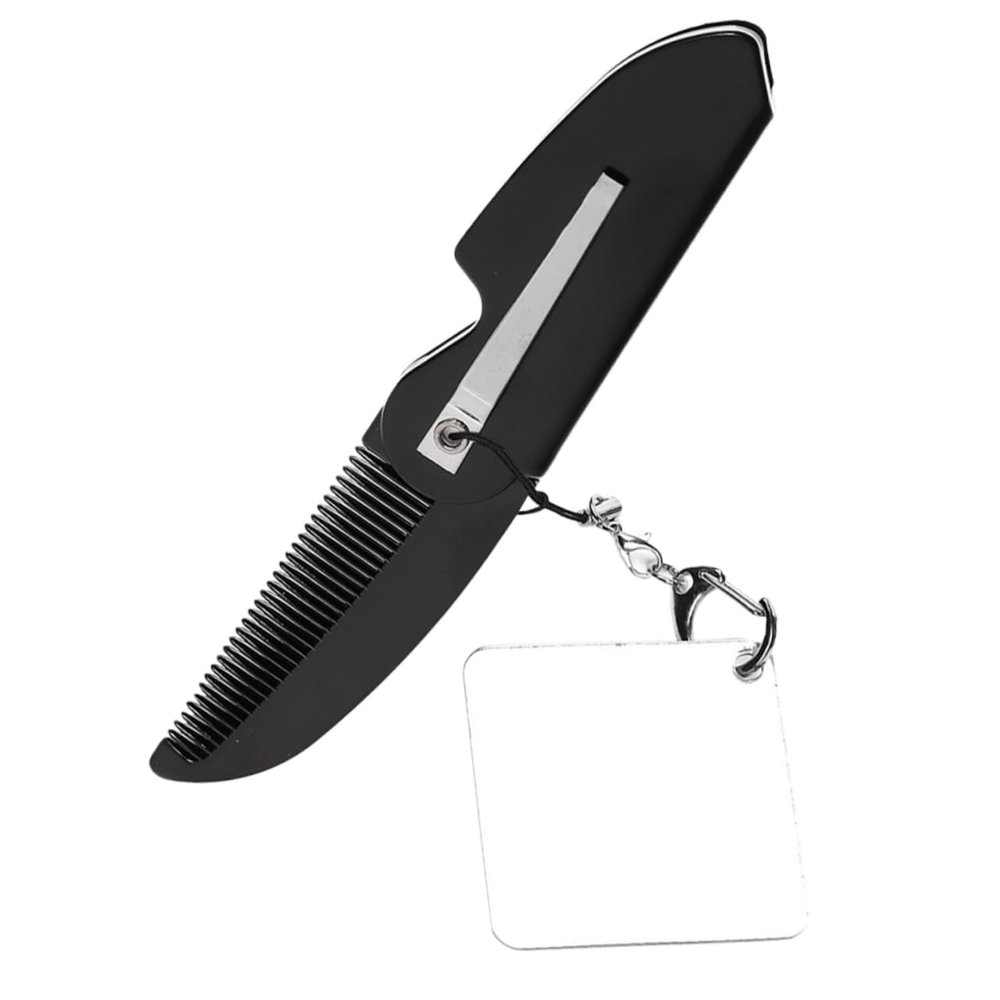 Didiseaon Folding Comb Keychain Mirror Fine Tooth Men's Beard Comb Small Travel Beard Brush Sturdy Design