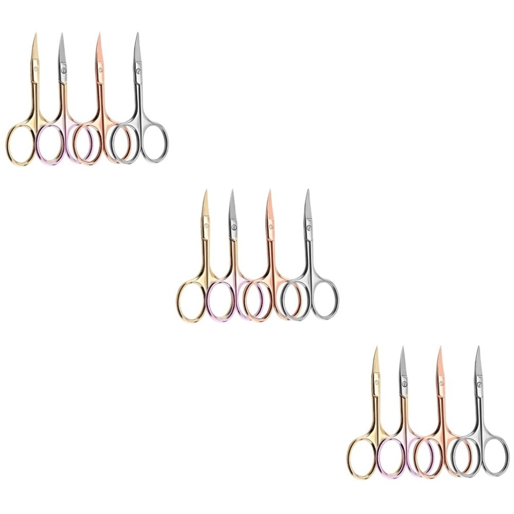 Beaupretty 3sets Stainless Steel Mustache Beard Trimming Scissors Colorful Design for Professional Grooming Durable Material for Home Barber Use Random 4pcs*3