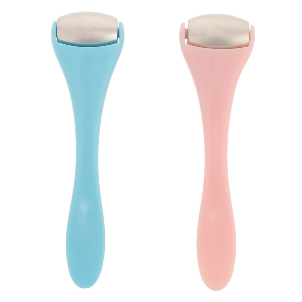 GALPADA 2pcs Portable Ice Eye Roller for Face and Eye Massage Dual-Sided Facial Tool for Puffiness Cream Application Relaxing Skincare Massager Pink and Blue