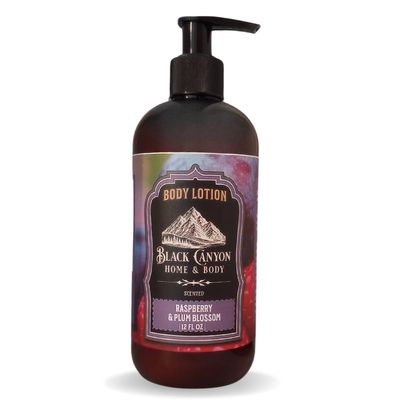 Black Canyon Raspberry & Plum Blossom Scented Body Lotion with Lanolin and Jojoba Oil, 12 Oz