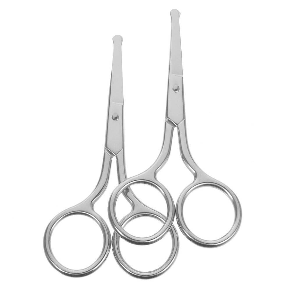 Healeved 2pcs Stainless Steel Eyebrow Scissors Round Head Hair Scissors for Women Nose Hair Trimmer