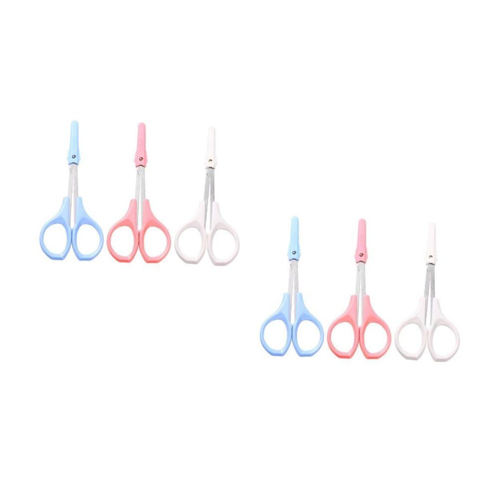 Ipetboom 6pcs Stainless Tool Curved Eyebrow Scissors Straight Eyelash Scissors for Precise Grooming and Trimming Portable and Travel-friendly