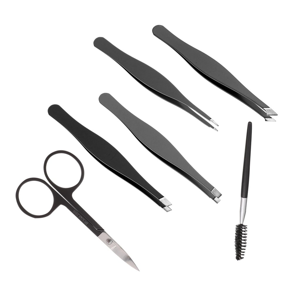 Beaupretty 6pcs Eyebrow Clamp Set Stainless Steel Shaper for Women Facial Hair Removal Tweezers Makeup Tool for Friends Families