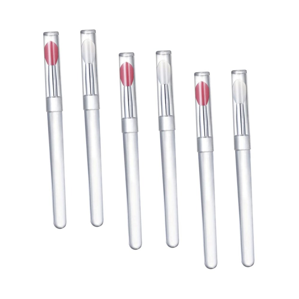 HAPINARY 6pcs Silicone Lip Brushes Lid Portable Lipstick and Lip Mask Applicator Design for Makeup and Eyeshadow Application for Daily and