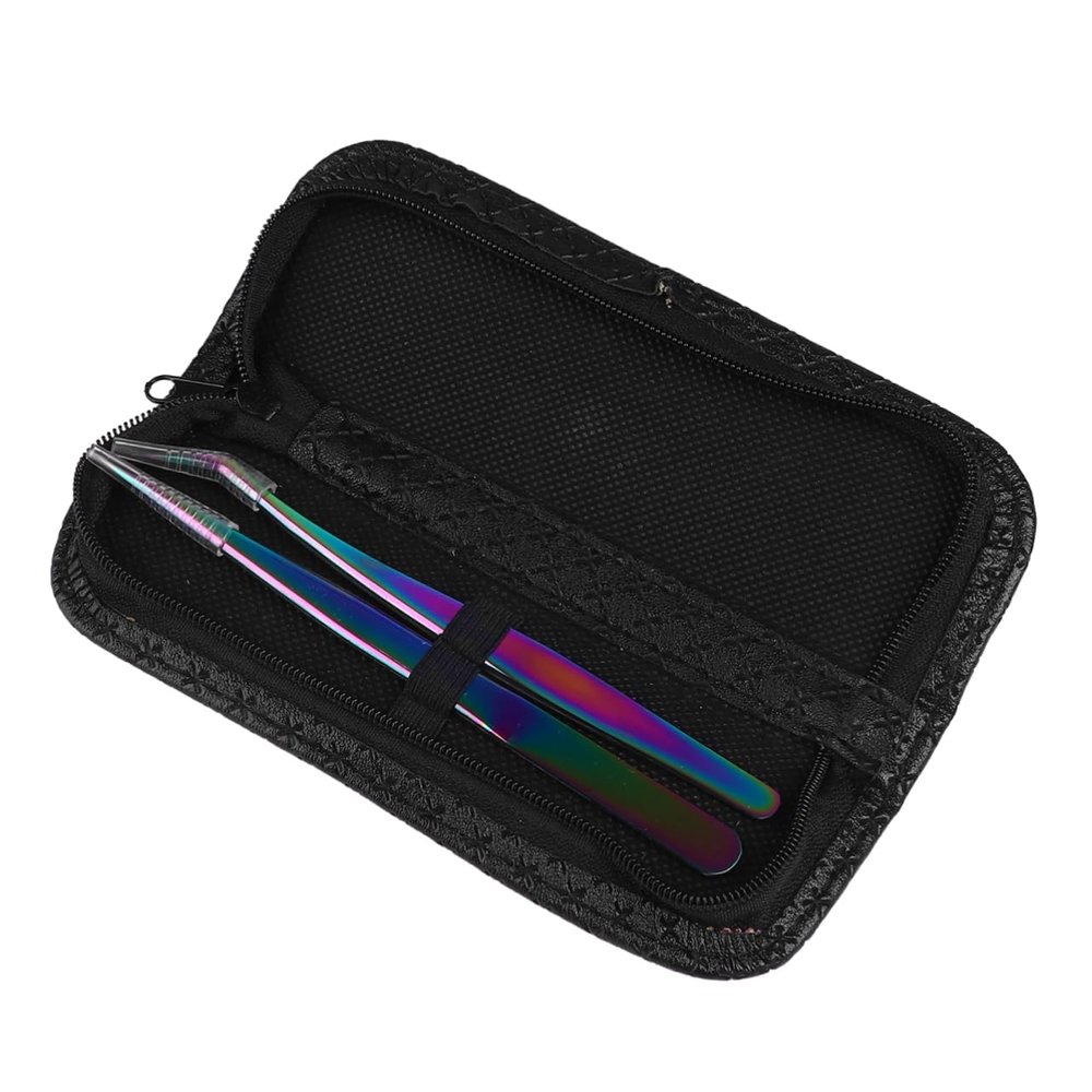 PACKOVE 1set Stainless Steel Eyelash Tweezers Durable Lash Extension Tools for Easy Application Lightweight Design for Professional Personal Use for Eyelash Eyebrow Grooming