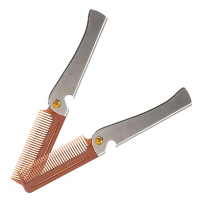 Gogogmee 2pcs Men's Folding Hair Comb Portable Stainless Steel Beard Styler Compact Travel Comb Bottle Opener