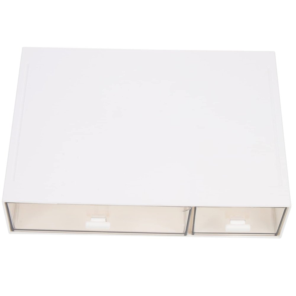 Angoily Drawer Style Desktop Organizer Table Makeup Stationery Storage Box White