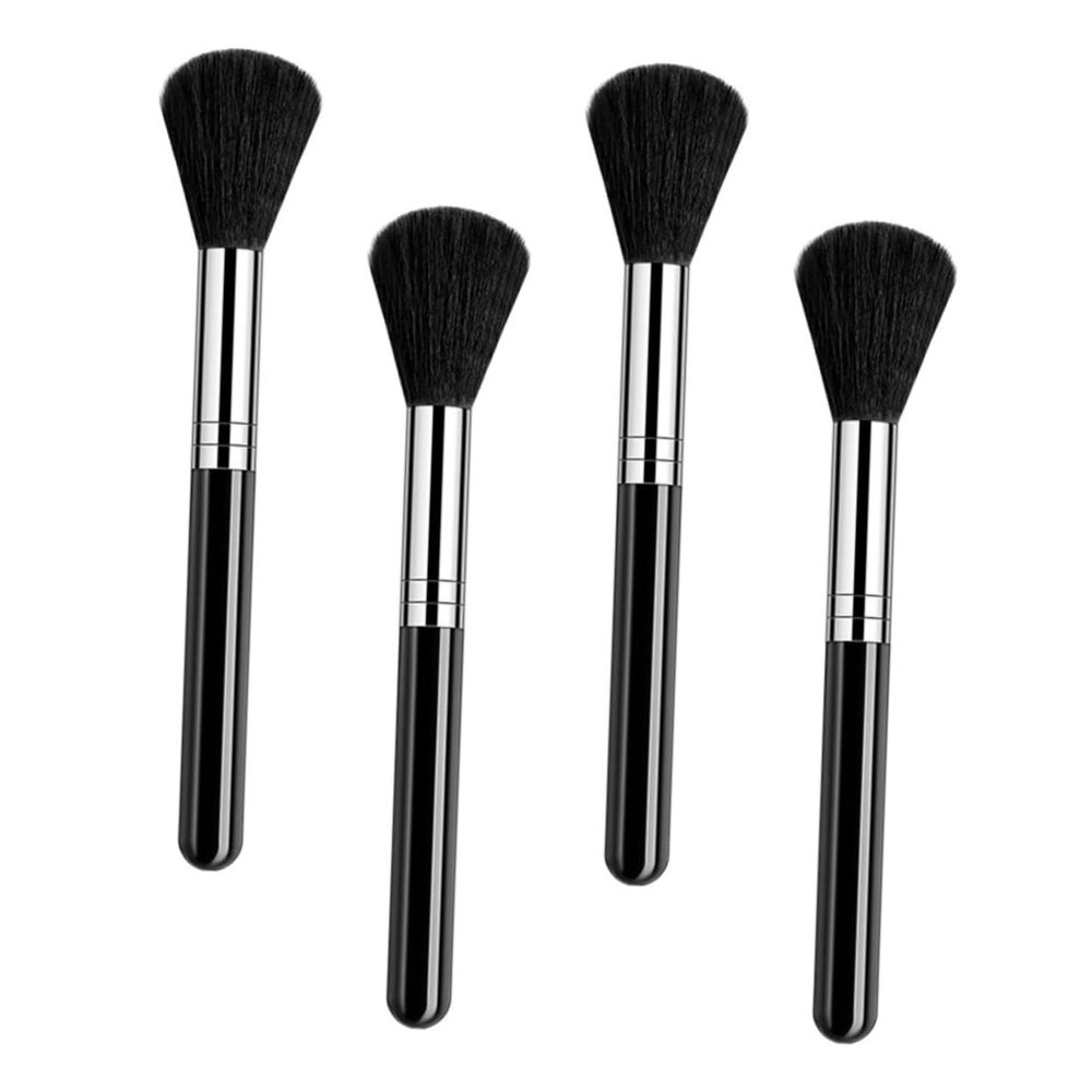 Baluue Nail Art Dust Brush Set 4pcs Short Handle Black Simple Design for Daily Nail Cleaning and Scrubbing