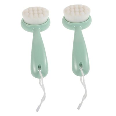 CALLARON 2pcs Manual Facial Cleansing Brush Face Scrubber Exfoliator Soft Bristles Long Handle Gentle Skin Deep Clean Blackhead Removal