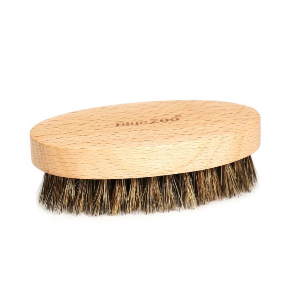 CALLARON Men's Beard Mustache Brush Boar Bristle Shaving Tool Facial Hair Styling Brush Natural Beech Handle