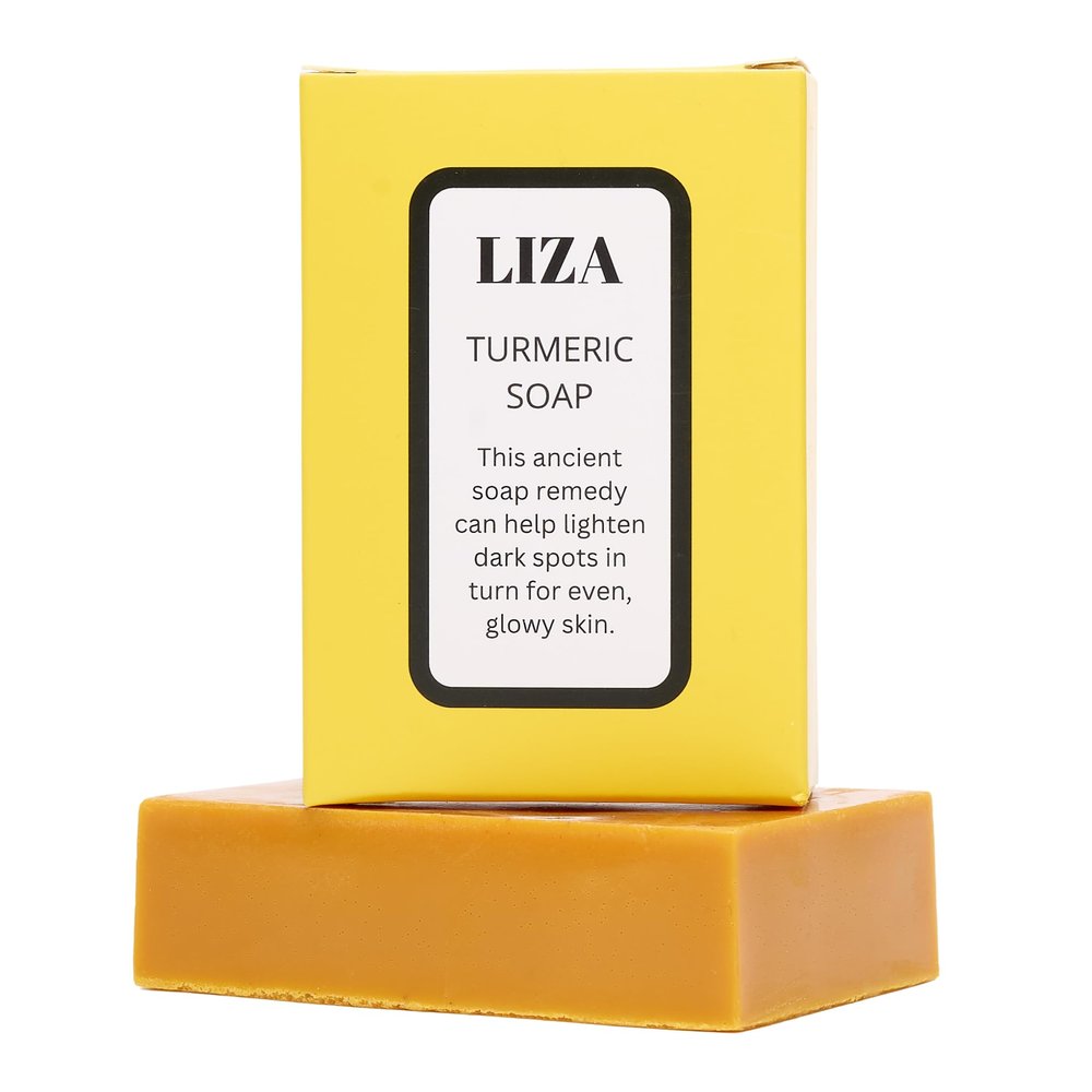 Liza Cosmetics Turmeric Bar Soap  Facial Cleanser for Acne, Dark Spots & Glowing Skin, Gentle & Hydrating 2.4 oz