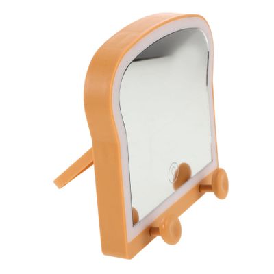 CALLARON Desktop Makeup Mirror Clear Reflection Tabletop Dresser Accessory for Beauty Application Stylish Design Camel Color for Bedroom and Vanity Use