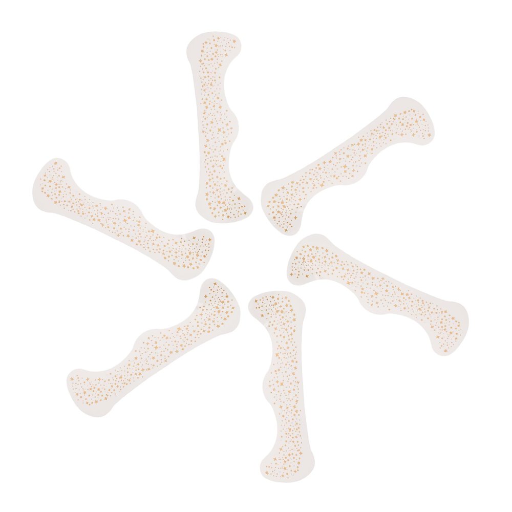 NIYANGLE 6sheets Gold Glitter Freckles Face Tattoos Glitter Stencils Temporary Face Makeup Stickers for Women