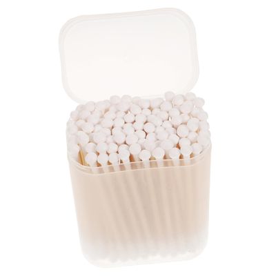 Happyyami 100pcs Disposable Cotton Swabs Double Ended Cotton Sticks with Storage Box for Ear Cleaning and Care Lightweight and Portable for Travel
