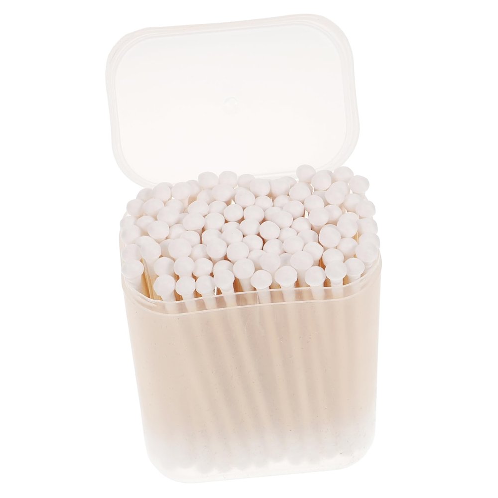 Happyyami 100pcs Disposable Cotton Swabs Double Ended Cotton Sticks with Storage Box for Ear Cleaning and Care Lightweight and Portable for Travel