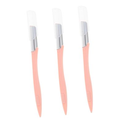 DEARMAMY 3pcs Pink Eyebrow Razors Facial Hair Trimmers for Precise Shaping Travel-friendly Brow Shavers Beauty Tool for Women