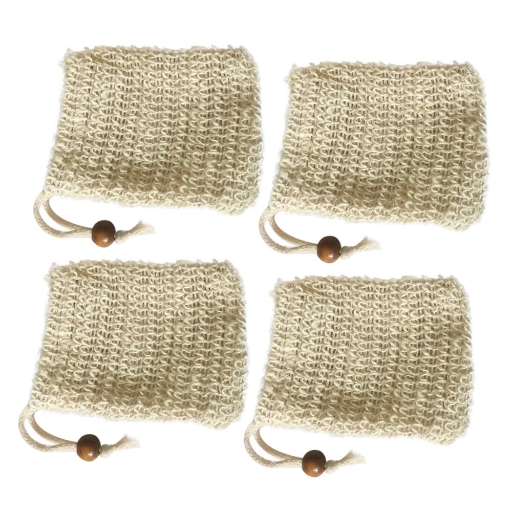 CALLARON 4pcs Foaming Net Bubble Maker Bag Facial Net Soap Storage Bag Burlap Drawstring Soap Holder Face Washing for Home Travel
