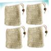 CALLARON 4pcs Foaming Net Bubble Maker Bag Facial Net Soap Storage Bag Burlap Drawstring Soap Holder Face Washing for Home Travel view 3