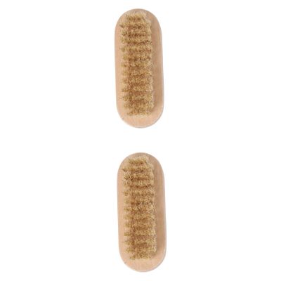Happyyami 2pcs Wooden Nail Brushes Natural Boar Bristles for Manicure and Pedicure Double-sided Cleaning Brush for Fingernails and Toes for Home Use and Pet Grooming